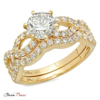 1. prirodni kultivirani dijamant okruglog reza od dijamanta od 18K žutog zlata od 18K vjenčanog vjenčanog prstena dizajnerski prsten