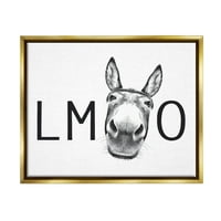 Stupell Industries lmao magarac Zabavan jednobojni povremeni životinjski humor Grafički umjetnost Metalno zlato plutajuće uokvireno