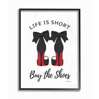 Stupell Industries modne dizajnerske cipele crne crvene akvarelne riječi uokvirena zidna umjetnost Amanda Greenwood