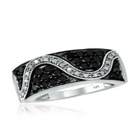 Jewelersclub Dijamantni prstenovi za žene - 1. Karat crno -bijeli dijamantni prsten nakit - srebrni trake za žene - prsten od Jewelersclub