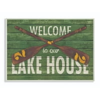 Stupell Industries Welcome Lake House Country Home Green Word Design Wall Plake Art by Stephanie Workman Marrott