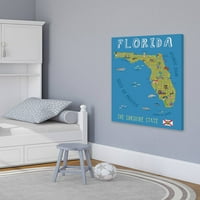 Marmont Hill Blue Florida karta Carla Daly Canvas Wall Art