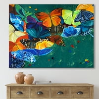 Dizajnerska umjetnost apstraktni leptiri u boji na drvetu, moderni zidni otisak na platnu