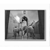 Safari Životinje u arhitekturi Arabeske papige, slonovi, žirafe, uokvireni zidni umjetnički dizajn iz mumbo, 16 20