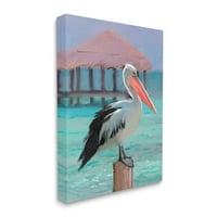 Stupell Industries Tropska galerija za slikanje pelikana omotana platna zidna umjetnost, dizajn Ziwei Li