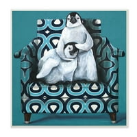 Par pingvina, opuštajuće tapšanje po glavi, kauč na razvlačenje s uzorkom, grafika Bez okvira, zidni tisak, dizajn U Stilu