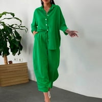Ženska ljetna ležerna odjeća za slobodno vrijeme, Plus Size Trenirka, trenirke visokog struka, dva kompleta odjeće, Menta zelena