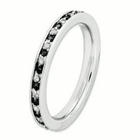 Prsten od srebra s crnim i bijelim dijamantima