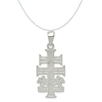 Karatni Karat od srebra s poliranom završnom obradom Karavaka dvostruki križ s anđelima raspela privjesak šarm s lancem kabela od