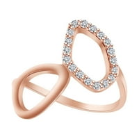Modni geometrijski prsten od bijelog prirodnog dijamanta okruglog oblika od 0 karata od ružičastog zlata od 14 karata, veličina prstena