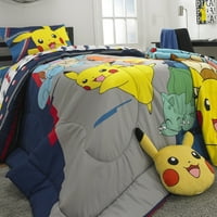 Pokemon Kids puni krevet u torbi, igračka posteljina, kombinezon i plahte, plava i siva