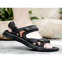 Kožne sandale za muškarce, ljetne cipele za plažu, sandale za vodene sportove na otvorenom s podesivim naramenicama, Crna 11,5