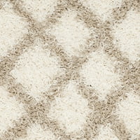 Geometrijski tepih od runa, u boji Bjelokosti, Bež, 5'1 7'6