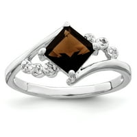 Dijamantni prsten od dimljenog kvarca i dijamanta izrezan od rodija od sterling srebra moj-MOJ2798-8