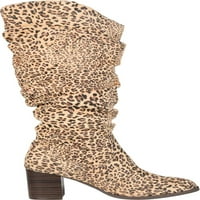 Kolekcija ženskih putovanja Aneil Extra široko široko teleći koljeno High Slouch Boot Leopard Fau Suede M
