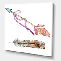 DesignArt 'Pink Bird Perather od krila na strelici' Boemijski i eklektični platno zidni umjetnički tisak