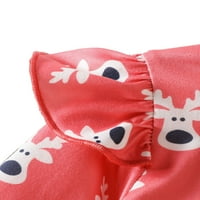 Dječje haljine za bebe, Božićna haljina s dugim rukavima, slatka proljetna ležerna haljina s printom losa, ružičasta i crvena