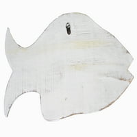 Jedinstveni set drvenih riba u tirkiznoj boji koje vise na zidu ručno rezbarene drvene skulpture
