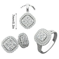 Ženske naušnice, ženski modni dijamantni prsten, ogrlica, naušnice, trodijelni set