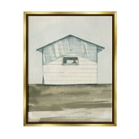 Studell tiha kabina ruralni akvarelni pejzažno slikanje zlatni plutač uokviren umjetnički print zid umjetnost