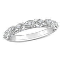 10-karatni Vintage prsten od bijelog zlata s dijamantnim naglaskom od bijelog safira i karatnog dijamanta