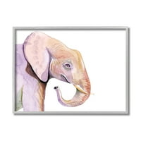 Sretan slon osmijeh Ljubičasta Safari životinja uokvirena umjetnička grafika