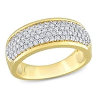 Donje prsten Miabella T. G. W. Semi-Eternity bijele boje s муассанитом i žutog zlata s bljeskalicom, pokriveno srebrnim prstenom