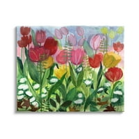 Stupell Industries Bujni proljetni proljetni tulipani cvjetajući cvjetni livada za slikanje galerija omotana platna za tisak zidne