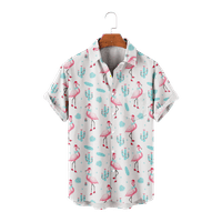 Modne košulje Flamingo za muškarce, Muška havajska košulja s printom od 3 inča, modni vrhovi kratkih rukava na plaži, majica za muškarce