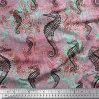 Pamučna tkanina od Batiste od tkanine s teksturom morskog konjića i oceanskim dekorom s otiskom širine dvorišta