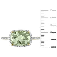 Miabella Ženska karat T.G.W. Zeleni kvarc i karat T.W. Dijamantni 14KT žuto zlato halo koktel prsten