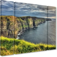 Zaštitni znak likovne umjetnosti Cliffs of Moher Ireland Canvas Art by Pierre Leclerc Three Set set