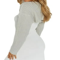 Ženski ultra kratki pleteni džemper od džempera u seksi stilu Jednostavan jednobojni odjevni predmet širokog kroja
