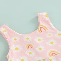 ; / Ljetna odjeća za novorođene djevojčice cvjetni Dugin kombinezon bez rukava za malu djecu od 6 m do 3 godine