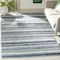 Prugasti pamučni tepih od 5 '8', plavi Multi, 5' 8'