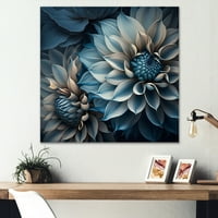 Designart dahlia cvjetovi plava i bijela II platna zidna umjetnost