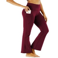 Ženske joga hlače s džepovima, hlače za vježbanje s visokim strukom, Radne hlače za kontrolu trbuha