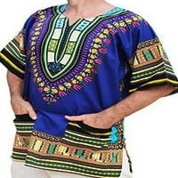 Muška majica za plemenske festivalske majice, ljetni vrhovi s afričkim printom, ležerna bluza, narančasta crvena majica za odmor