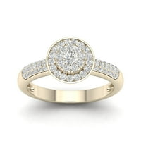 1 2CT TDW Diamond 10K žuto zlato okrugli halo zaručnički prsten