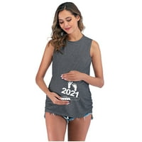 Rasprodaja odjeće za trudnice od poliestera za trudnice ženska modna Majica Bez rukava s tiskanim slovima majice za trudnice