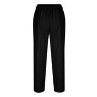 Poslovne casual hlače za žene, radne uredske hlače visokog struka, jednobojne drapirane elegantne hlače Pune dužine, Plus size hlače