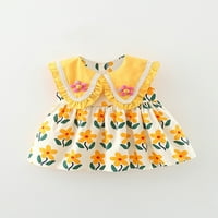 $ $ / Cvjetna haljina za djevojčice s cvjetnim printom s ovratnikom, ljetna slatka haljina bez rukava