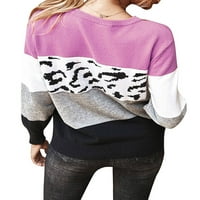 Ženski Leopard puloveri s okruglim vratom u boji