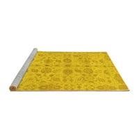 Tvrtka Aludes strojno pere tradicionalne unutarnje prostirke u orijentalnom stilu žute boje, kvadratne 3 inča