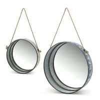 Okrugla ogledala od valovitog metala različitih veličina s kapanjem boje i užetom za vješanje