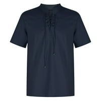 Ljetni vrhovi za muškarce, nove ljetne jednobojne retro majice s izrezom u obliku slova A i kratkim rukavima, Bluza