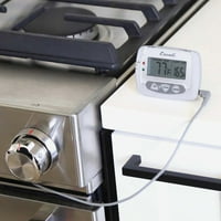 Digitalni vanjski termometar-Sonda od nehrđajućeg čelika, Podesivi senzor temperature, siguran za pećnicu i roštilj, srebro