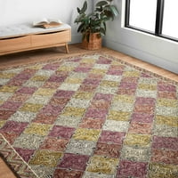 Ručno heklani vuneni tepih s geometrijskim obrubom 3'6 5'6 4' 6' pravokutnik za kuhinju, dnevni boravak, spavaću sobu u sobi