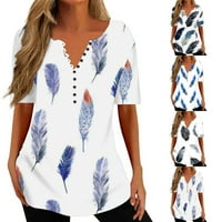 Ljetne košulje za žene modne majice kratkih rukava U obliku slova A., slatke košulje na kopčanje, ženski vrhovi s cvjetnim uzorkom