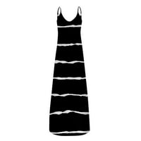 Haljine u obliku slova A., Ženska ležerna seksi modna haljina s izrezom u obliku slova A., široka duga haljina bez rukava u tamnoplavoj